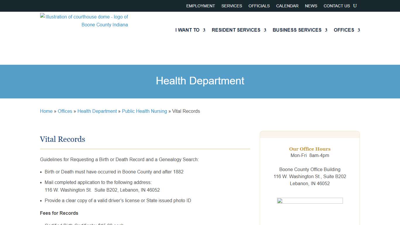 Vital Records - Boone County, Indiana