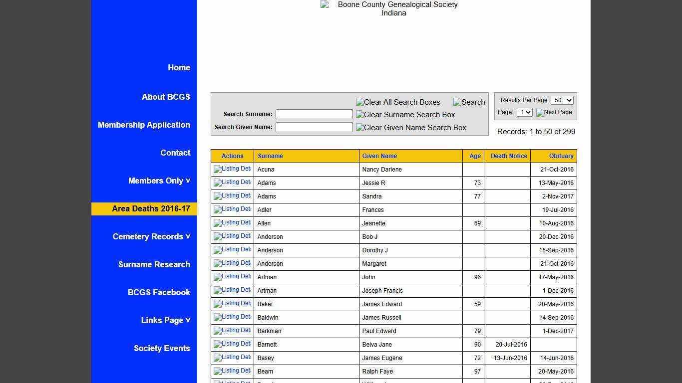 Obituaries for the Boone County Area